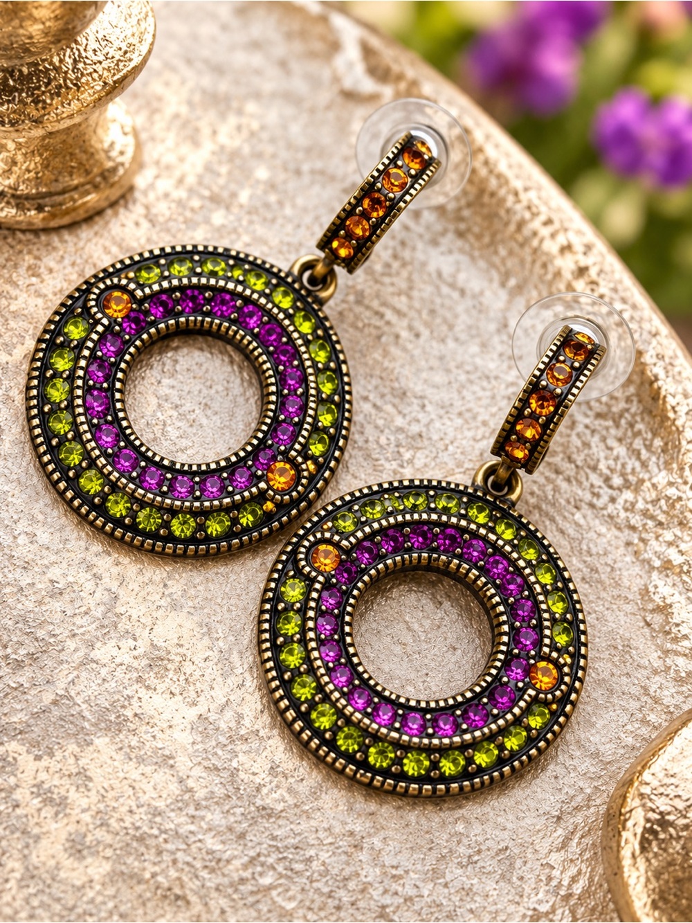 Heidi Daus Double Disco Crystal Statement Earrings Multicolor